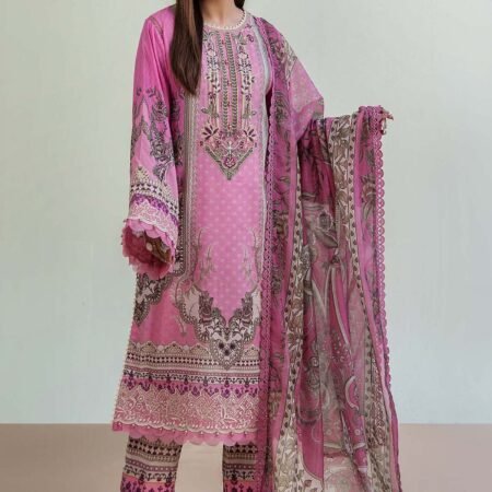 Adan's Print Pink Print Lawns | Elegant Ethnic Suit (Unstitched)