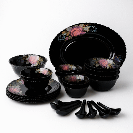 Luxe Home Elegant 33 Pieces Black Dinner Set