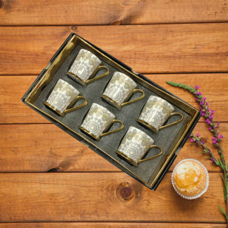 Beautiful Ceramic Golden Cup Set of 6