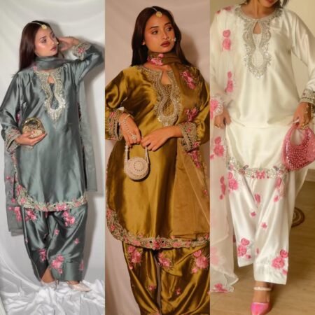 Elegant Japanese Satin Embroidery Sequence Outfit