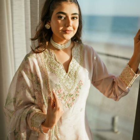 Designer Party Wear Look Pure Natural Crepe Top & Palazzo With Dupatta set