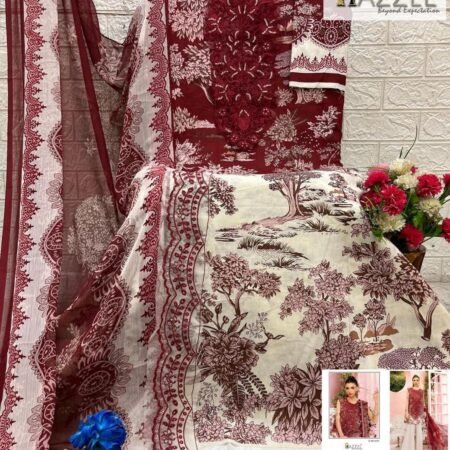 Unstitched Elegant Cotton Print Heavy Embroidered Suit