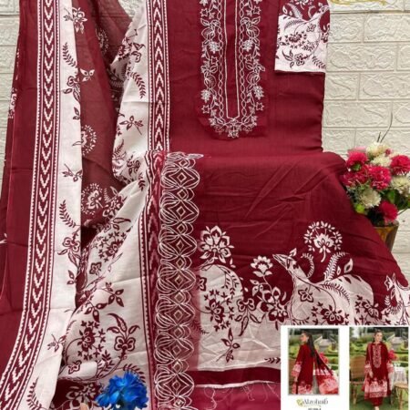 Unstitched Elegant Cotton Print Heavy Embroidered Suit